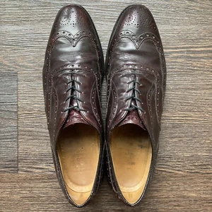 Vintage Johnston & Murphy Aristocraft Men's 10.5 Burgundy Leather Wingtip Brogue - Picture 1 of 12