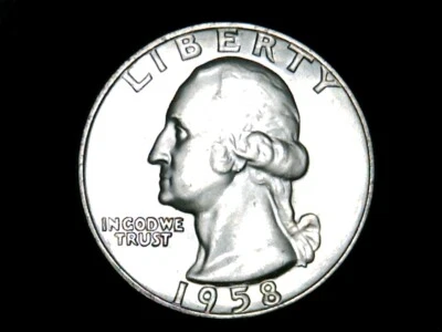 1958 D 90% Silver Washington Quarter Double Died Obverse & Crack on Reverse - Image 1 of 4