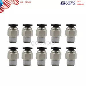 1/4" OD Tube X 1/8" NPT Pneumatic Fitting, Push To Connect Air Fitting (Qty 10) - Picture 1 of 8