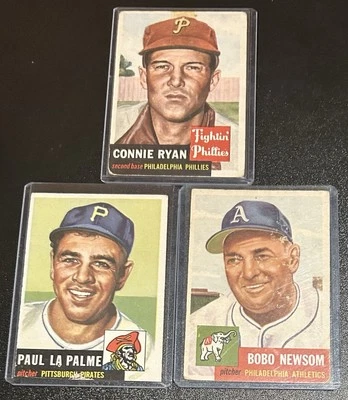 1953 Topps Lot Connie Ryan, Bobo Newsom, La Palme Phillies Pirates A’s Mid Grade - Image 1 of 4
