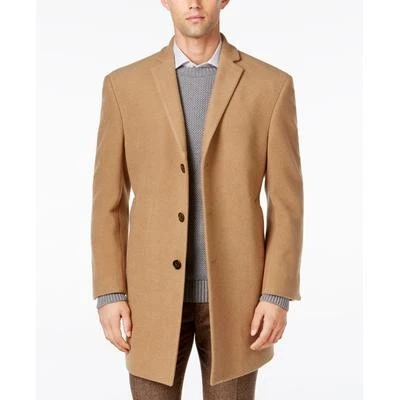 Calvin Klein Mens Slim fit Overcoat Coat 46 R Beige Solid - Image 1 of 4