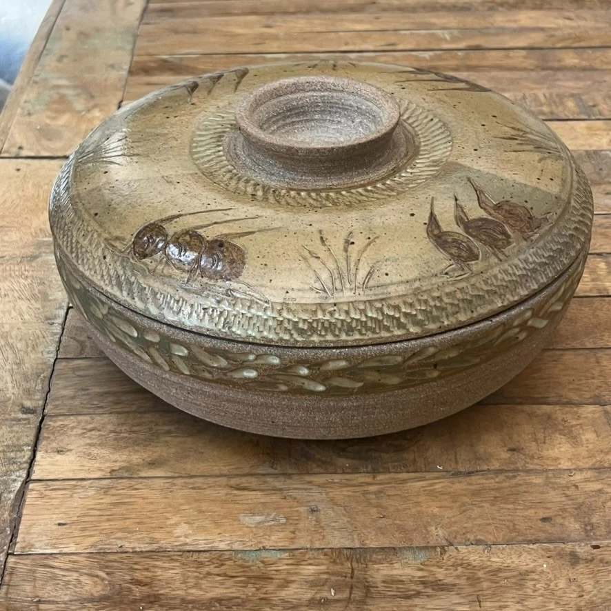 Vintage Art Studio Stoneware Bundt Pan Signed with Lid - Image 1 of 4