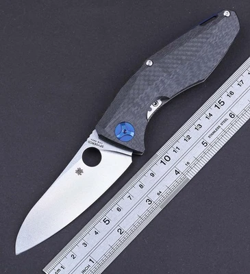 Carbon Fiber Titanium Handle One Hand Open Pocket Knife D2 Stainless Steel Blade - Image 1 of 4