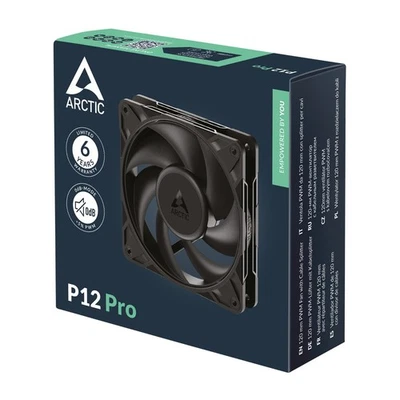 ARCTIC P12 Pro 120mm PWM Case Fan, Fluid Dynamic Bearing, 600-3000 RPM, Black - Image 1 of 4