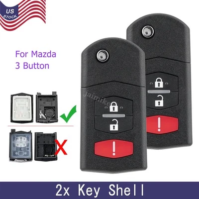 2 For 2006 2007 2008 2009 2010 - 2015 Mazda 5 Remote Key Fob Shell Case Cover - Image 1 of 4
