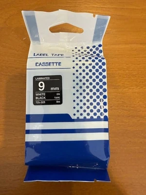 Brother P-Touch compatible label tape 9mm white on black - image 1 of 2