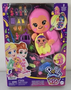 Bambole Polly Pocket Adventures In Rio Purse Mama Monkey Figure nuove con scatola sigillate - Foto 1 di 6