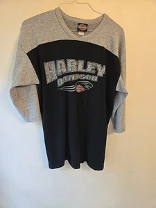 Vintage Y2K Harley Davidson Thermal Waffle/knit Screen Knit - Picture 1 of 10