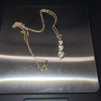 JCM 14K Yellow Gold Three Stone Pend With 18.5" Necklace Marked N/C 14K - Image 1 of 4