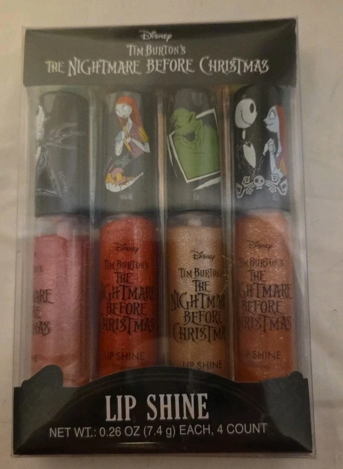 Disney The Nightmare Before Christmas 4-Pack Lip Shine & Sally Lip Stick Set