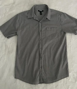 RSQ Men’s S Gray Chambray Cotton Button Up Short Sleeve Casual Shirt - Picture 1 of 9