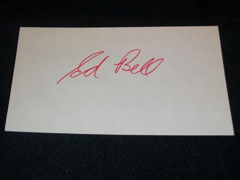 New York Jets Ed Bell Signed Auto 3x5 Vintage Index Card TOUGH - Image 1 of 1