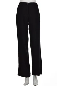 Piazza Sempione Womens Pants Size 42 Solid Black Wool Dress Trousers - Picture 1 of 5