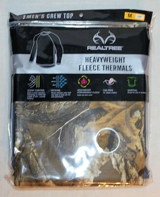 New Realtree Men's Camo Heavy Weight Performance Fleece Thermal Top Size M  - Image 1 of 2