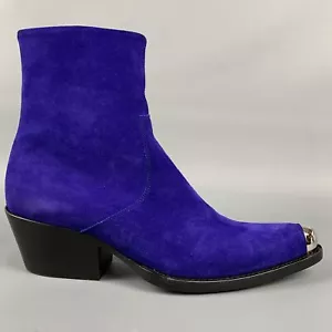 CALVIN KLEIN 205W39NYC Size 6.5 Purple Leather Ankle Boots - Picture 1 of 7