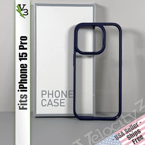Case for iPhone 15 Pro - Clear w/ Midnight Purple Frame | Slim Fit - Minimalist - Picture 1 of 18