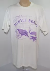 Camiseta De Colección Cal Cru Blanca Púrpura Myrtle Beach Gráfica Para Hombre L Hecha en EE. UU. - Imagen 1 de 10