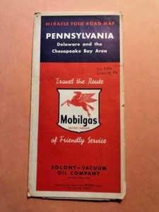 MOBILGAS Socony - Vacuum Oil Company PENNSYLVANIA Delaware Gas Station Road Map - Picture 1 of 2