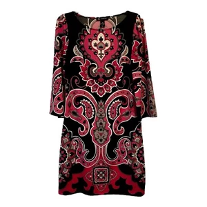 INC International Concepts A- line Dress Size M Hot Pink Black White Mod Retro - Picture 1 of 7