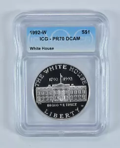 1992-W White House Commemorative Silver Dollar PR70 DCAM ICG - Picture 1 of 5