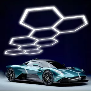Hexagon LED Lighting Car Detail Retail Garage Workshop Mancave 6500K White Light - Picture 1 of 9