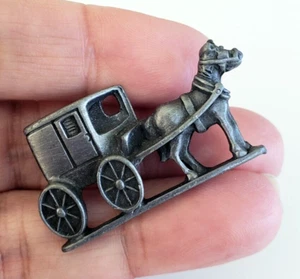 Vintage Carriage Stagecoach Horse & Buggy Pewter Pin 1-5/8" - Picture 1 of 3