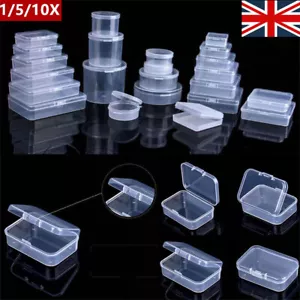 1-10* Mini Clear Plastic Small Box Hook Jewelry Earplugs Container Storage Case. - Picture 1 of 17