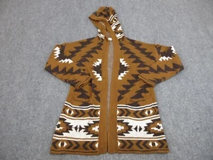Lucky Brand Sweater Womens Adult Large Brown Pocket Aztec Hooded Cardigan - Picture 1 of 10