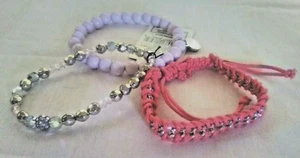 Cherokee 3 Piece Fashion Bracelet Set Lavender Pink Silver Tone Main Colors - Picture 1 of 5