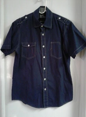 Marc Reunion Shirt Navy Short Sleeved Button Up Men's Size L - Image 1 of 4