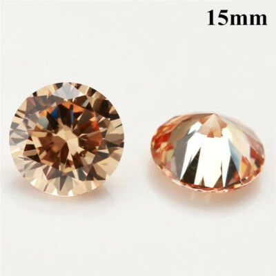 Huge AAAAA Champagne 15mm 20.36CT Round Faceted Cut CZ VVS Loose Gemstones - Image 1 of 4