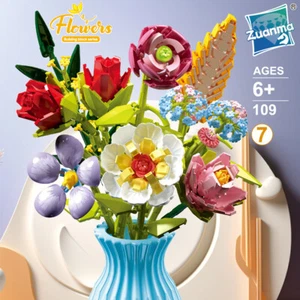 DIY Blocks Mini Bricks Flower Bouquet Set Building Artificial Flowers Home Decor - Picture 1 of 8