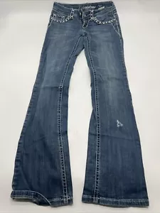 LA Idol Jeans Women's Size 5 Blue Straight Leg Studded Medium Wash W:29 L:34 - Picture 1 of 18