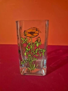 Glass Vase Hand painted Clear Rectangular Shaped Decorative - Picture 1 of 9