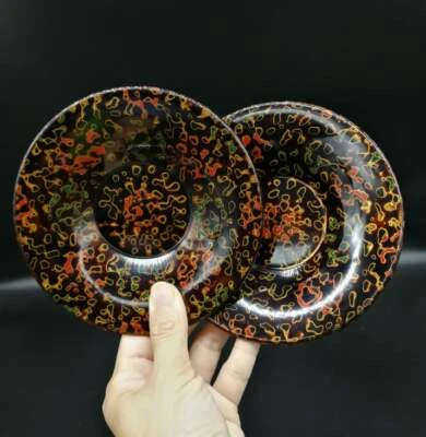  Juego de 2 montañas rondas antiguas japonesas de laca Tsugaru Wakasa. Foto 1 de 4