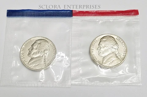 1984 P & D Jefferson Nickel Set (2 COINS) *MINT CELLO*  **FREE SHIPPING** Cover