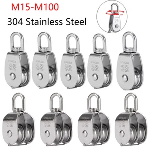 Stainless Steel Heavy Duty Single Double Pulley Block Wheel Swivel Lifting Rope - Picture 1 of 13