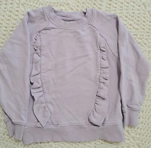Hanna Andersson Girl's 4T Purple Ruffle Sweatshirt in French Terry Raglan Sleeve - Picture 1 of 5
