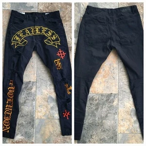 Smoke Rise Herren Actual 32x31 Fearless Distressed Denim Schwarz Jeans Streetwear - Bild 1 von 12