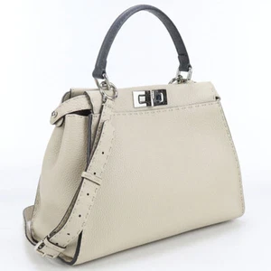 FENDI 8BN290 Handbag Peekaboo Celeria 2WAY handbag leather ivory Women - Picture 1 of 8