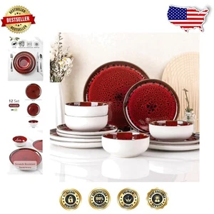 Luxury 12-Piece Red Dinnerware Set – Dishwasher Safe, for Sophisticated Events - Picture 1 of 9