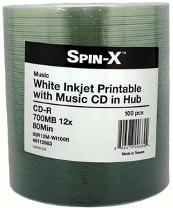 200-PK Spin-X Digital Audio CD-R DA Music White Inkjet Printable Blank Disc - Picture 1 of 1