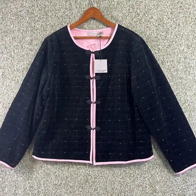 Suéter Jillian Jones Intimates Mujer Grande Negro Rosa Manga Larga Suave Foto 1 de 4