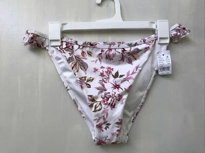 Pacsun L.A. Pantalones de bikini Hearts talla L con volantes florales rosa blanco nuevo con etiquetas Foto 1 de 3