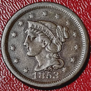 1853 BRAIDED HAIR LARGE CENT - Picture 1 of 2