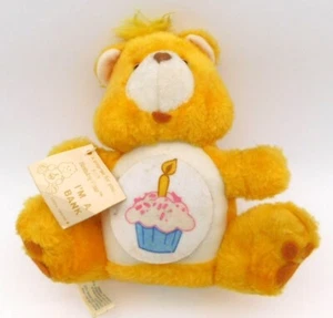Banco de monedas de peluche de oso de cumpleaños American Greetings Care Bears de colección con etiqueta 1984 - Imagen 1 de 7
