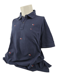 TOMMY HILFIGER Mens Polo Size XL TH Embroidered Navy Red White Blue Logo