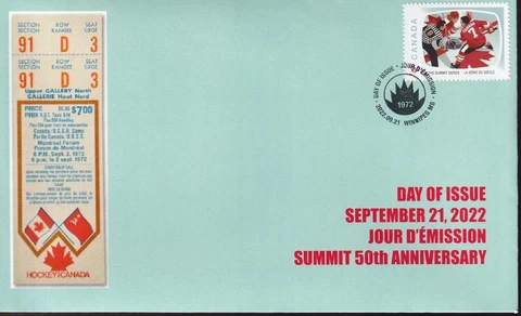 Canada limited edition private FDC, 2022 Hockey Canada-USSR Summit Series Cover