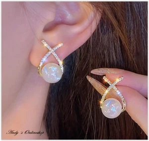 Ohrringe Ohrstecker Ohrschmuck Perlen Strass Silber Gold Damen 2 Stück Paar - Bild 1 von 7