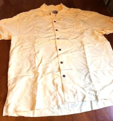 Camisa Havana Jacks Café Adulto Grande Amarilla Palmeras Abotonada Informal Para Hombre Foto 1 de 4